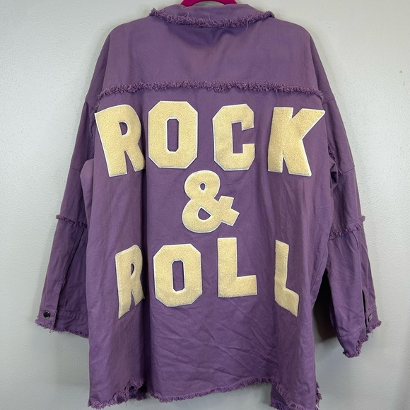 Davi & Dani Purple Rock & Roll Distressed Shacket Womens 3X - Picture 3 of 11